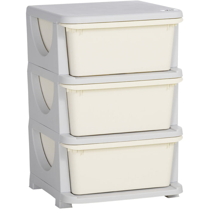 ZONEKIZ White 3-Tier Kids Toy & Dresser Storage