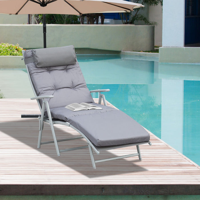 Patio Texteline Sun Lounger, Foldable, Pillow, Cushion