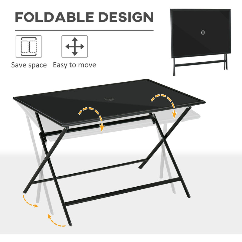 Folding Outdoor Table for 6 with Parasol Hole