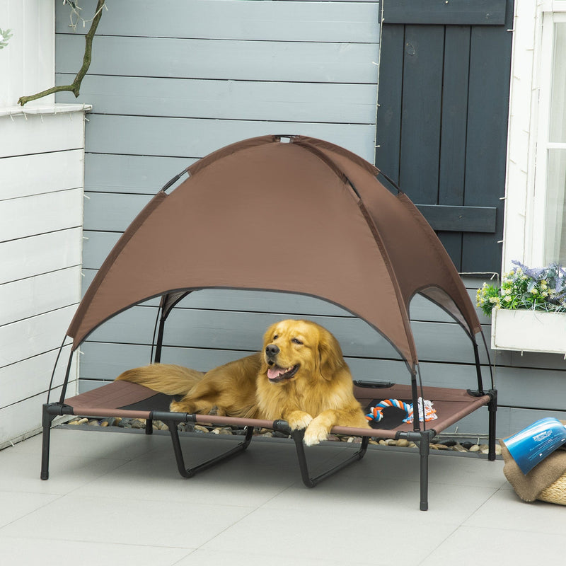 PawHut Elevated XXL Dog Bed with Canopy - Coffee