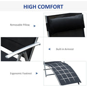 Folding Sun Lounger, Black Outsunny