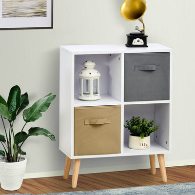 4 Cube Cabinet, 2 Fabric Drawers, L54.5 x W24 x H69.5cm Homcom