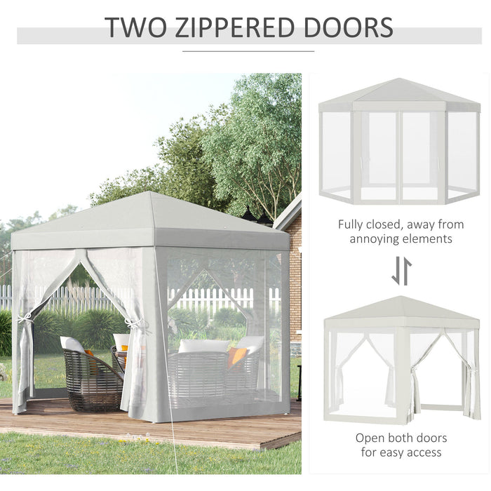 Hexagonal Gazebo With Mesh Sides, 4x4m