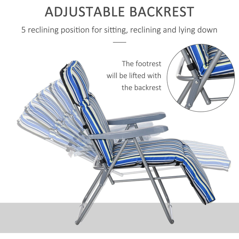 Set of 2 Padded Garden Recliner Chairs