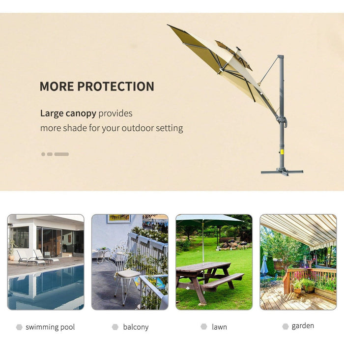 3m Cantilever Parasol With Solar Lights, Power Bank