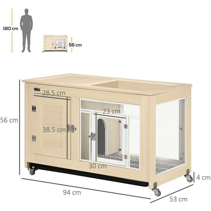 Indoor Rabbit Hutch with Wheels & Opening Roof