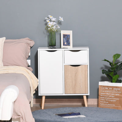 Scandi Inspired Floor Cabinet With Drawer Homcom