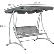 Deluxe 3 Seater Garden Swing Chair with Adjustable Canopy Outsunny