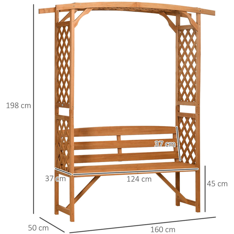 Outsunny Patio Garden Bench, Natural Wooden Garden Arbour with Seat for Vines/Climbing Plants, Natural Outsunny