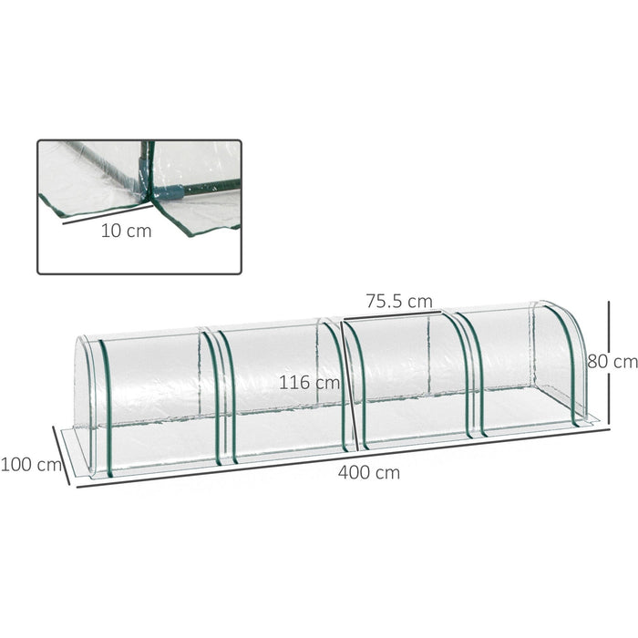 Mini PVC Greenhouse, Steel Frame, Zipper Doors