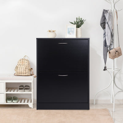 Black Tipping Shoe Cabinet w/ Adjustable Shelf Homcom