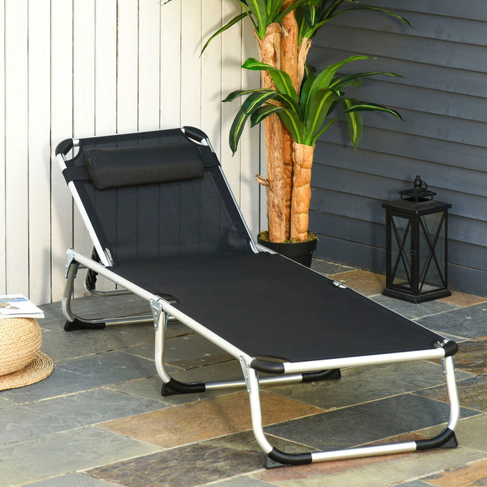 Foldable Sun Lounger, 5-Level Adjustable Back