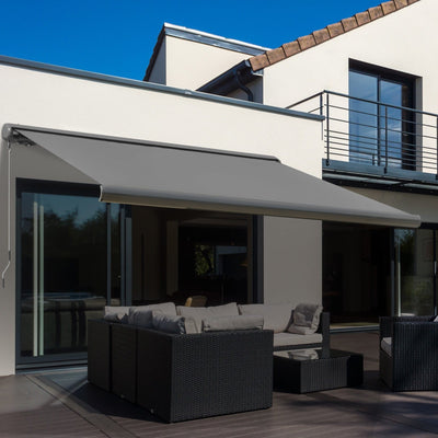 Electric Patio Awning, Remote Control, Grey Outsunny