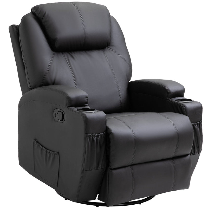 Black Massage Recliner Sofa Chair, PU Leather