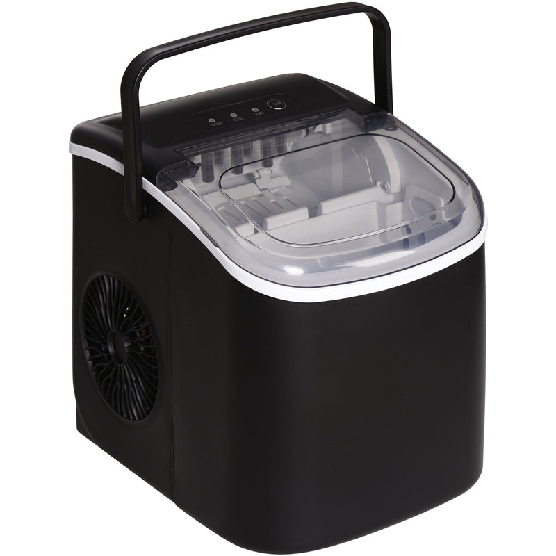 HOMCOM Ice Maker Machine Counter Top, 12Kg in 24 Hrs, 9 Cubes Ready in 6-12Mins, Portable Ice Cube Maker with Ice Scoop and Basket, Black Homcom