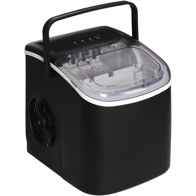 HOMCOM Ice Maker Machine Counter Top, 12Kg in 24 Hrs, 9 Cubes Ready in 6-12Mins, Portable Ice Cube Maker with Ice Scoop and Basket, Black Homcom