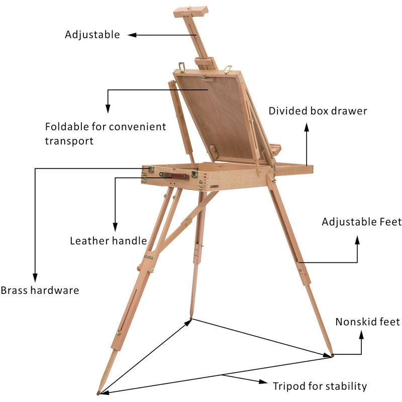 Wooden Art Easel, Portable, Natural Wood