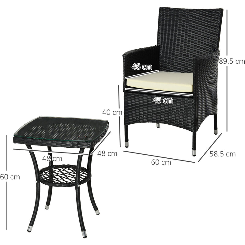 Stylish 3 Piece Rattan Bistro Set