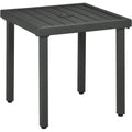 Outsunny Garden Side Table, Patio Coffee Table with Umbrella Hole, End Table with Steel Frame for Balcony, Grey Outsunny