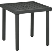 Outsunny Garden Side Table, Patio Coffee Table with Umbrella Hole, End Table with Steel Frame for Balcony, Grey Outsunny