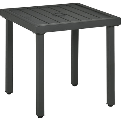 Outsunny Garden Side Table, Patio Coffee Table with Umbrella Hole, End Table with Steel Frame for Balcony, Grey Outsunny