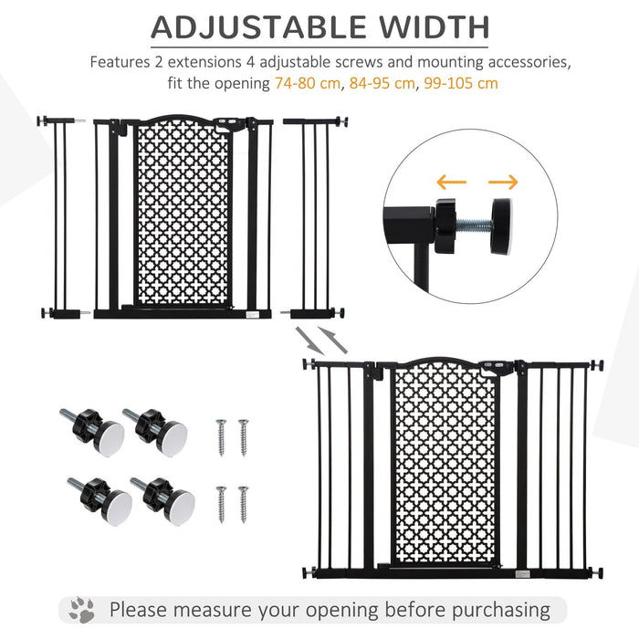 Door Gate For Dogs, Pressure Fit, 74-80cm, Black