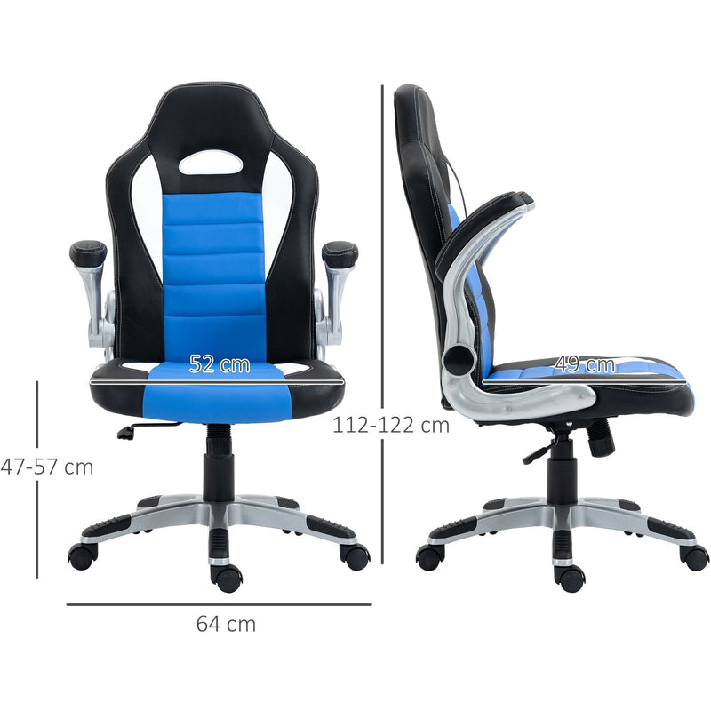 Blue Leather Racing Gaming Chair