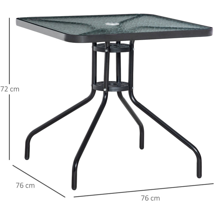 Sqaure Patio Table with Umbrella Hole 76x76cm