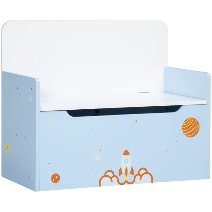 ZONEKIZ Rocket Blue Toy Box & Kids Bench 2-IN-1