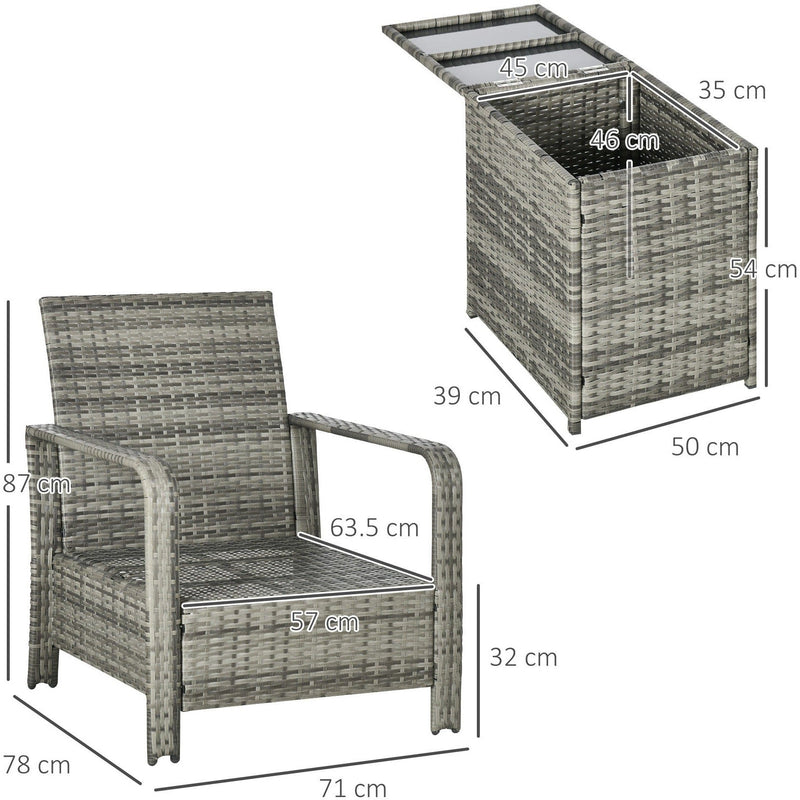 Modern 3-Piece Rattan Bistro Set