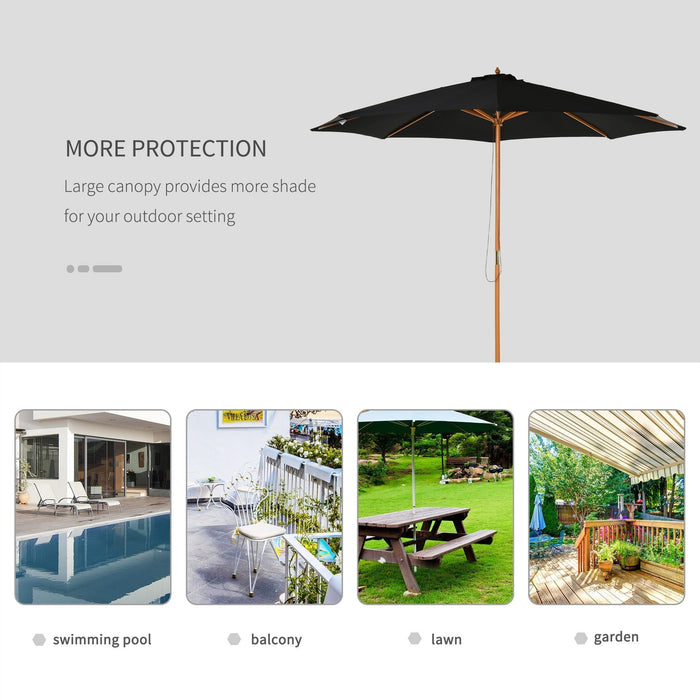 3m Wooden Parasol