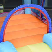 Inflatable Bouncy Castle with Slide and Pool for Fast Outdoor Play Blue Pink Outsunny