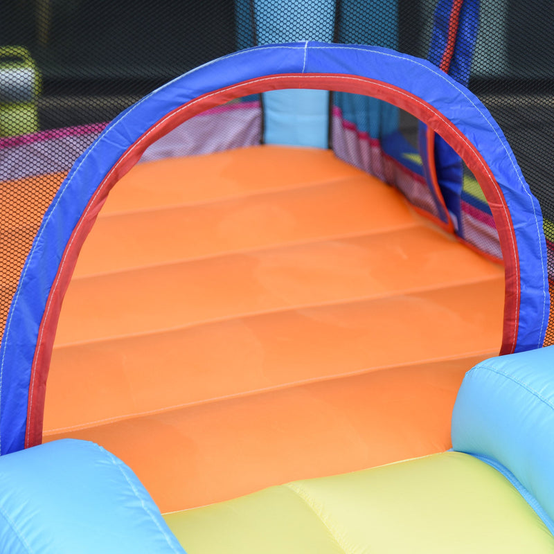 Inflatable Bouncy Castle with Slide and Pool for Fast Outdoor Play Blue Pink Outsunny