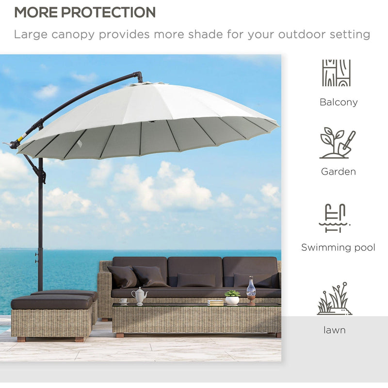 3m Shanghai Cantilever Parasol - Crank Handle, 18 Ribs