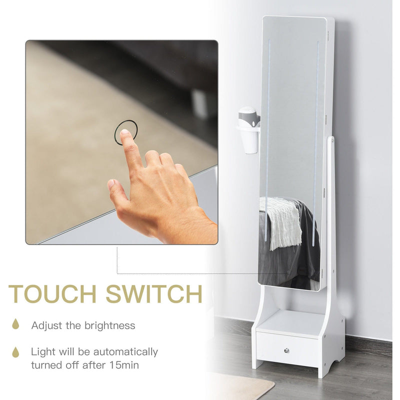 Freestanding Jewellery Cabinet With Lights, White