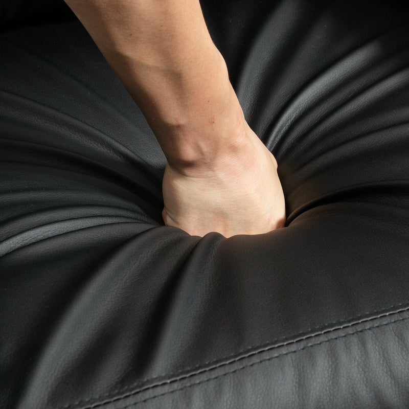 Leather Recliner Chair with Massage, Footrest, Remote, Black