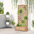 Wooden Garden Planter With Trellis Outsunny