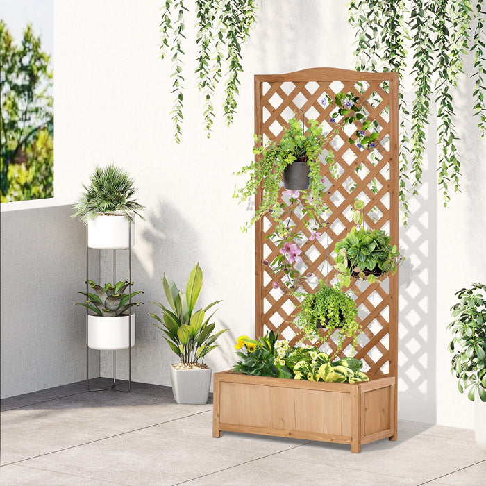 Wooden Garden Planter With Trellis