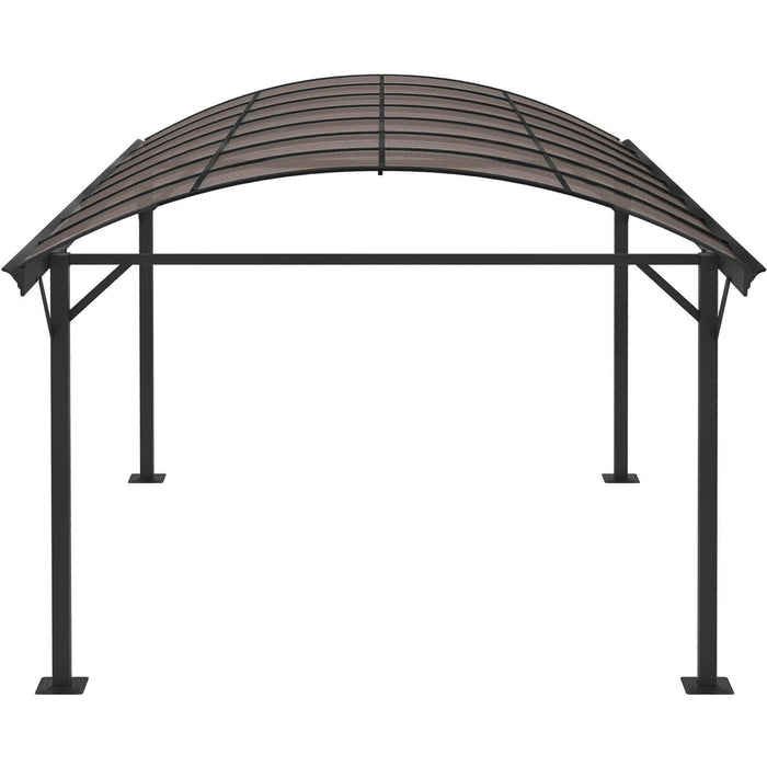 Carport Gazebo, Metal Frame, Polycarbonate Roof, 5x3m, Brown