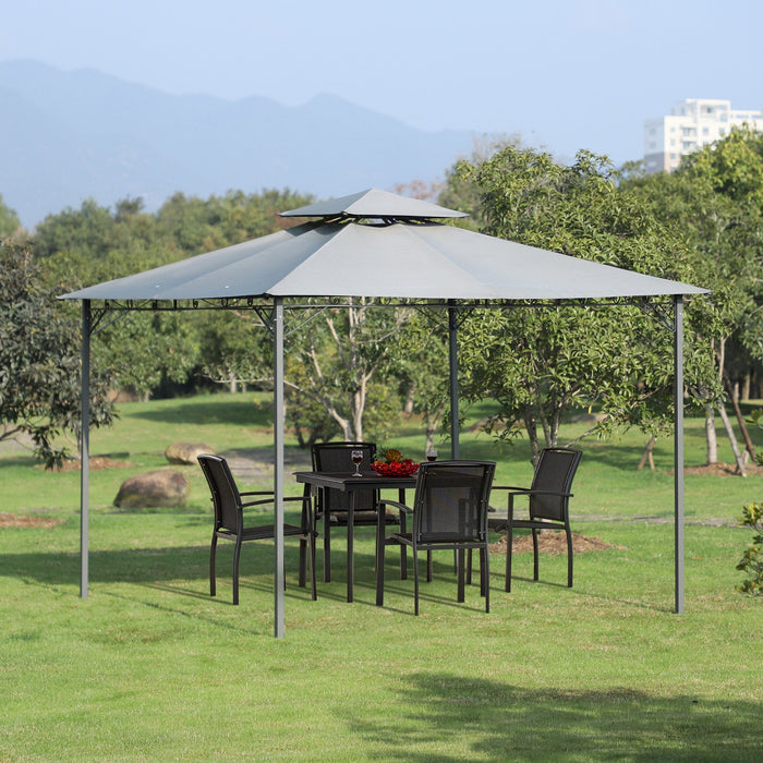 3x3m Steel Frame Garden Gazebo Canopy, Grey