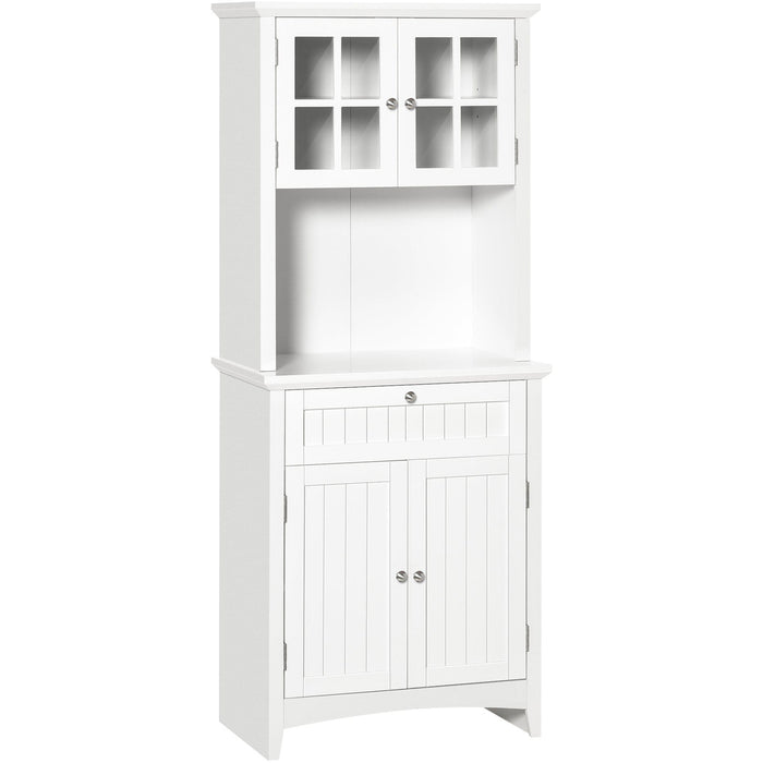 White Kitchen Cabinet with Glass Doors on Top