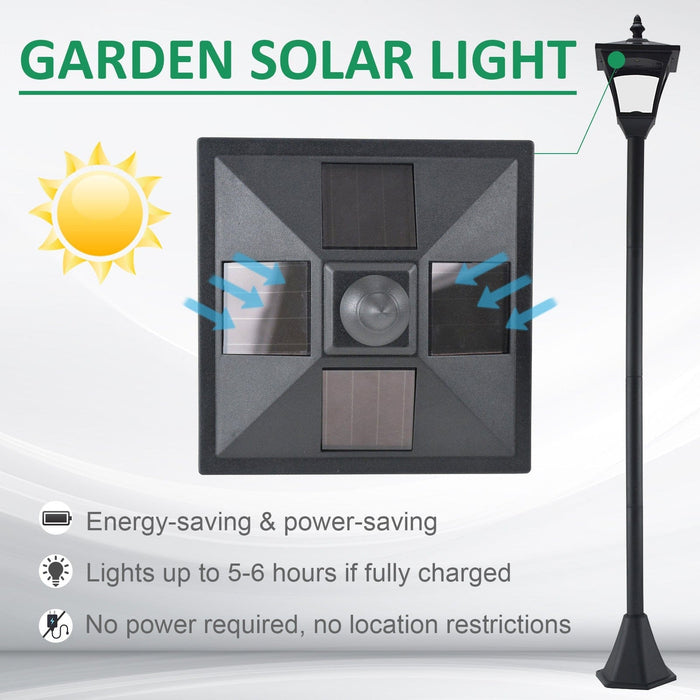 Solar Powered Garden Lamp Post - 1.2M - Black