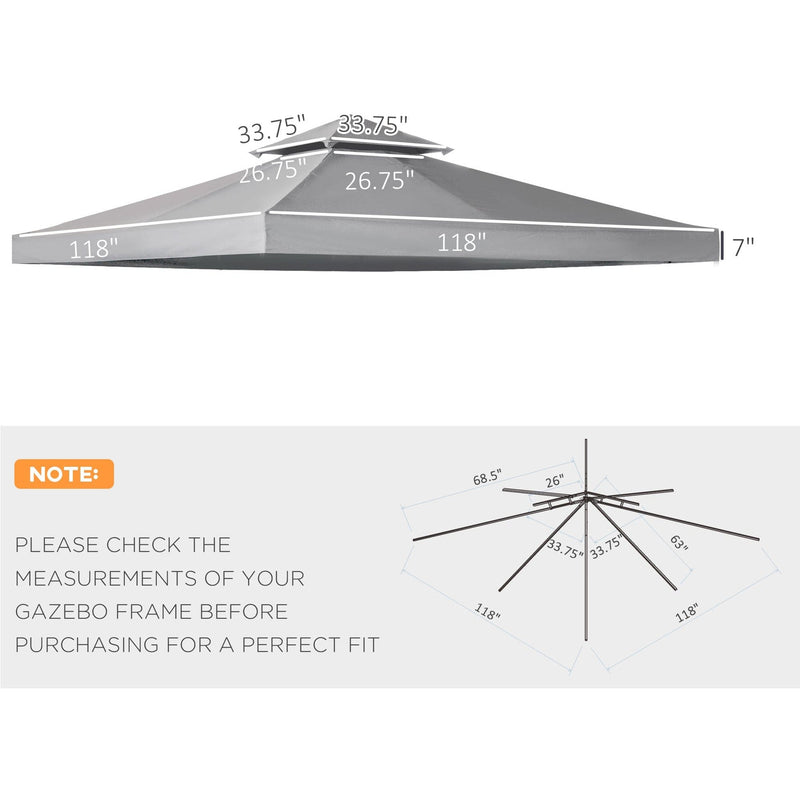 Waterproof Gazebo Canopy Replacement 3x3 (Top Only)