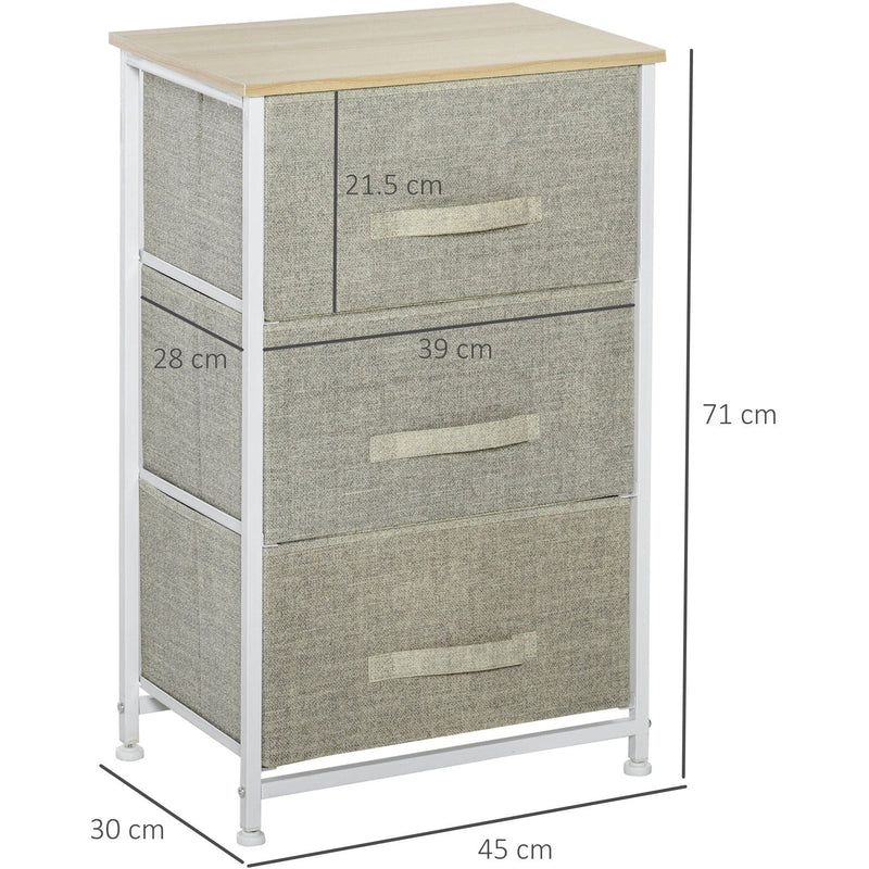 Fabric Chest Drawers, 3 Tier, Metal Frame, Living Room/Bathroom
