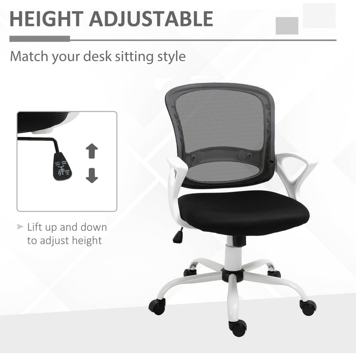 Black Mesh Office Chair with Lumbar Support & Armrests