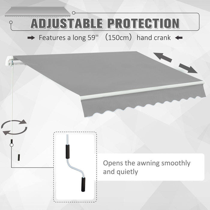 Awning For Patio - Manual Hand Crank 3 x 2m Aluminium Frame