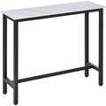HOMCOM Bar Table Breakfast Marble Grain Dining Table Coffee Table with Adjustable Footpads, 120x40x100cm, White & Black Homcom