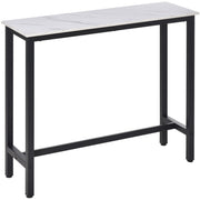 HOMCOM Bar Table Breakfast Marble Grain Dining Table Coffee Table with Adjustable Footpads, 120x40x100cm, White & Black Homcom