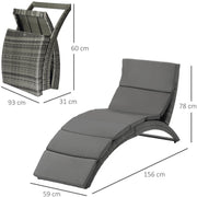 Curved Rattan Sun Lounger Outsunny