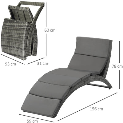 Curved Rattan Sun Lounger Outsunny
